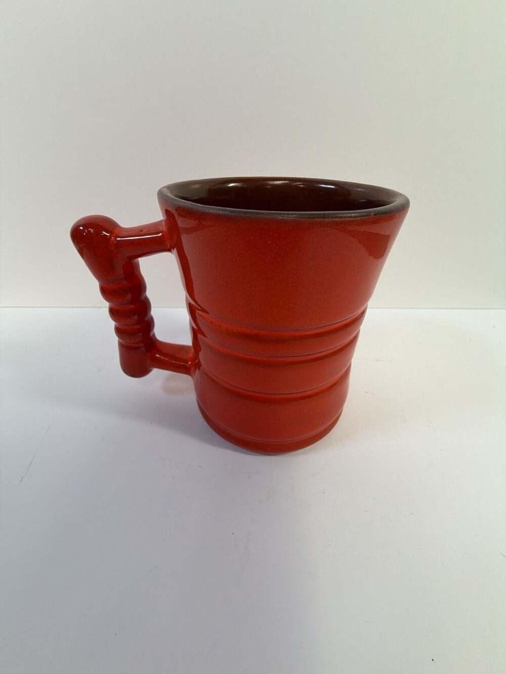 Vintage Frankoma Plainsman C3 Pottery Coffee Mug in Flame Red/Orange
